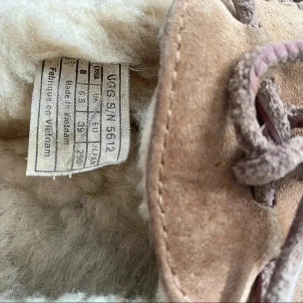 UGG Australia Dakota Chestnut brown Suede Moccasin Wool Fur Slippers Sho… - Picture 7 of 11